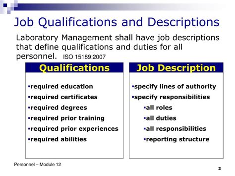 Job Qualifications and .